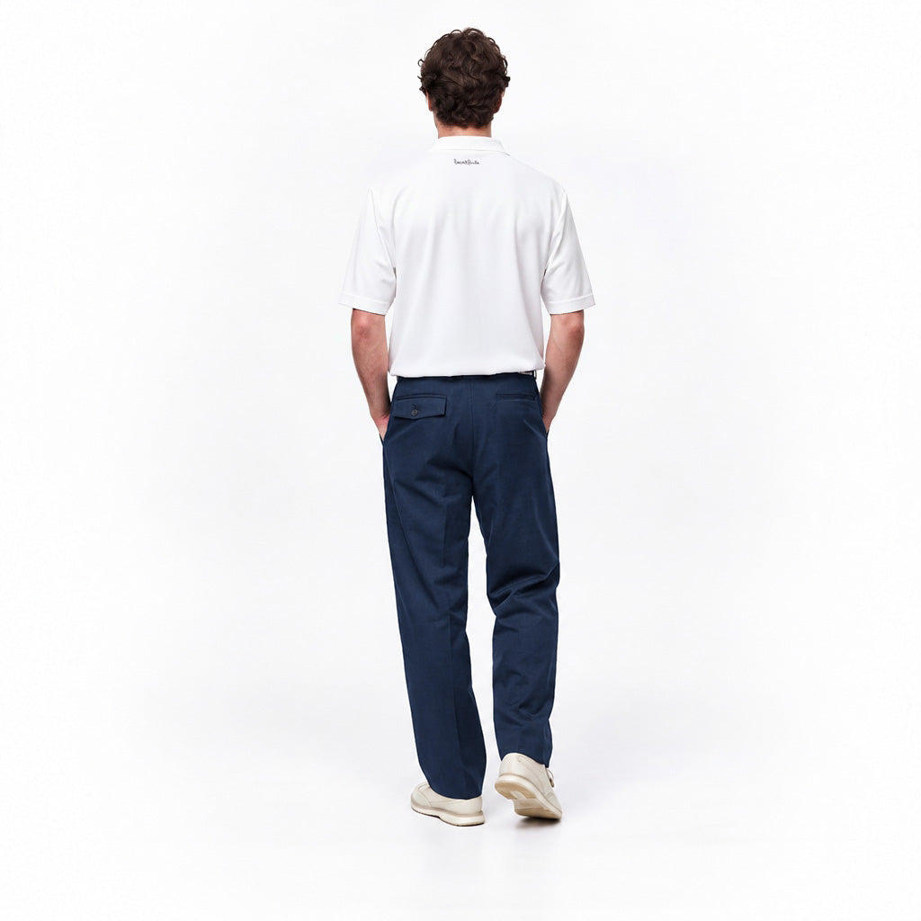 Pleated Trousers - Navy-4