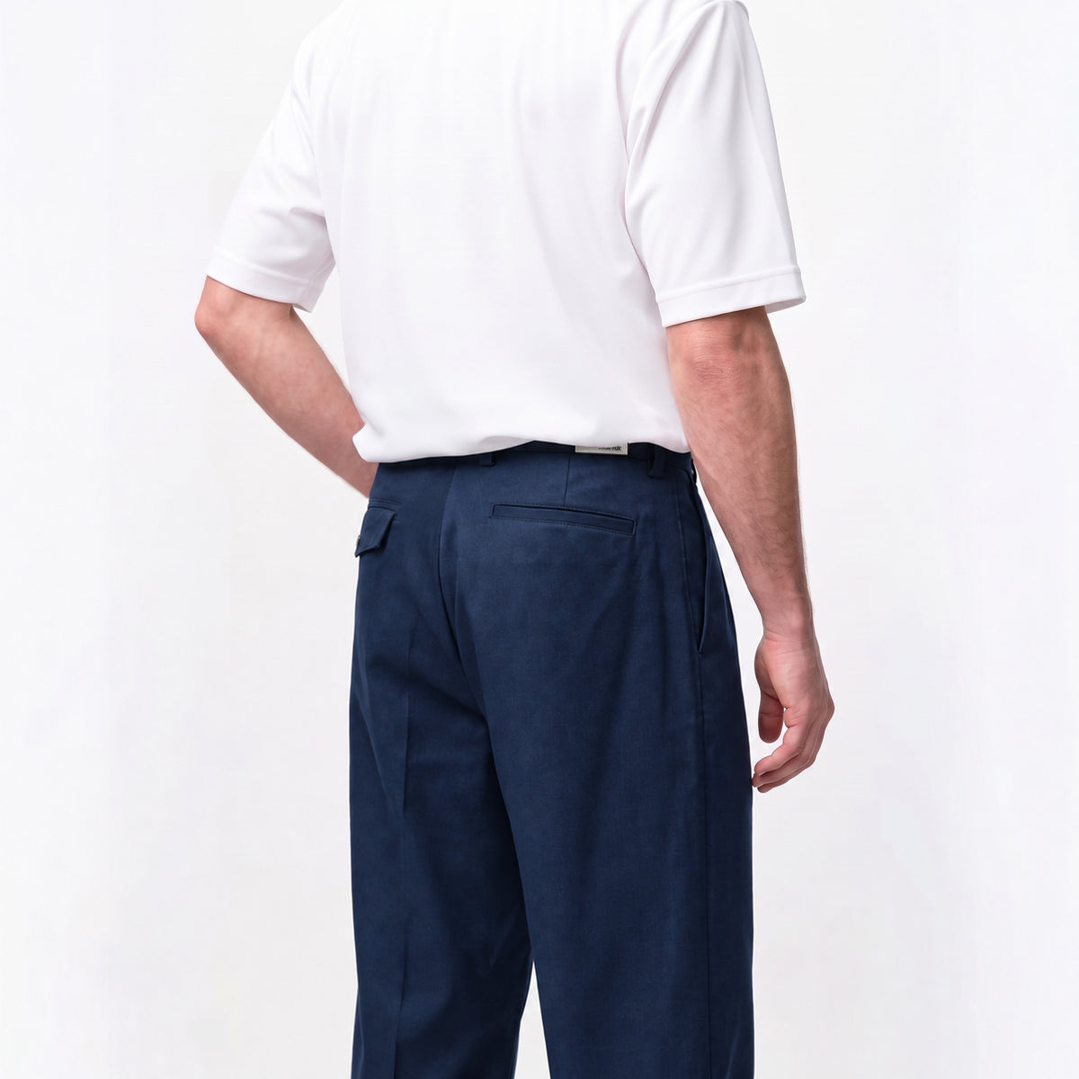 Pleated Trousers - Navy-5