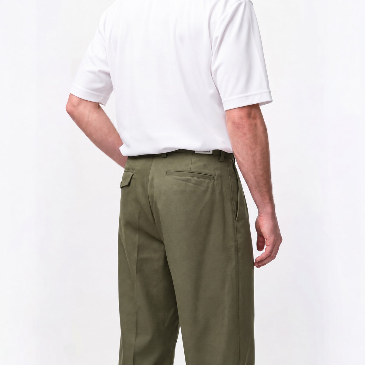 Pleated Trousers - Olive-5