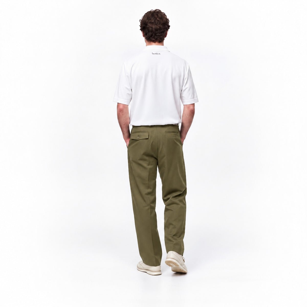 Pleated Trousers - Olive-4