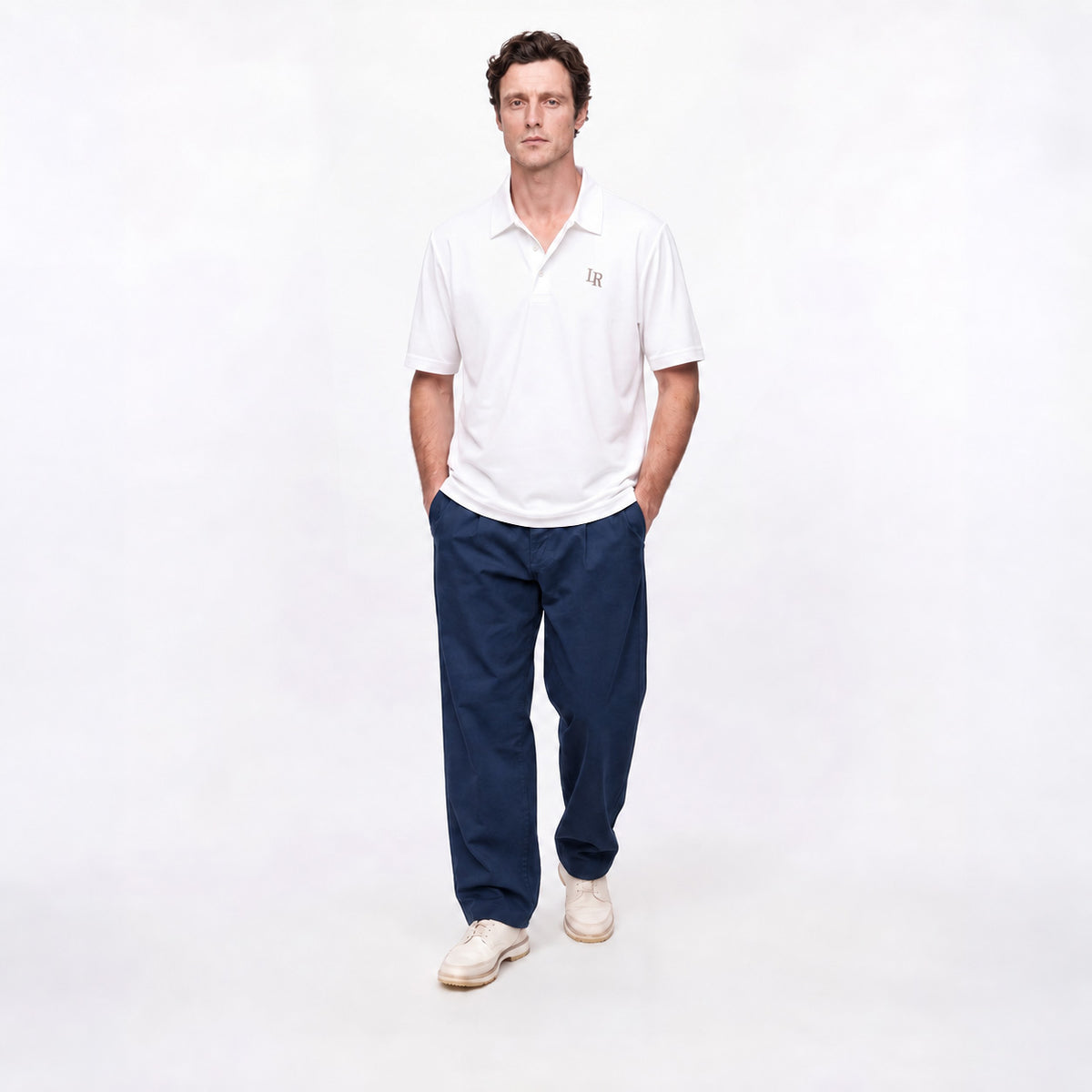 Pleated Trousers - Navy-3