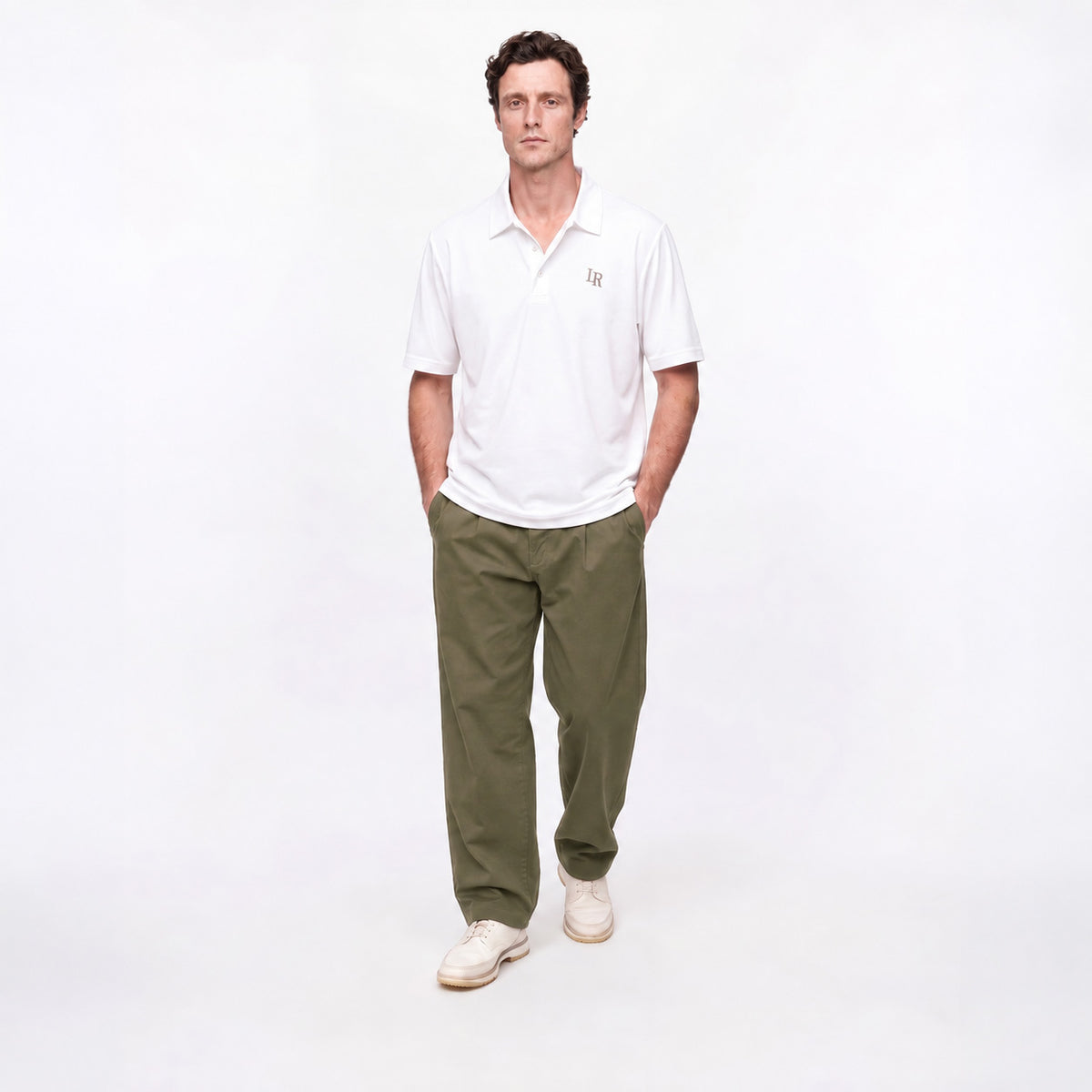 Pleated Trousers - Olive-3