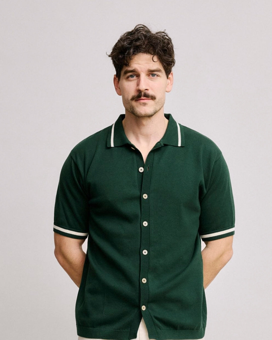 Knit Polo -Forest Green