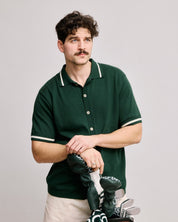 Knit Polo -Forest Green