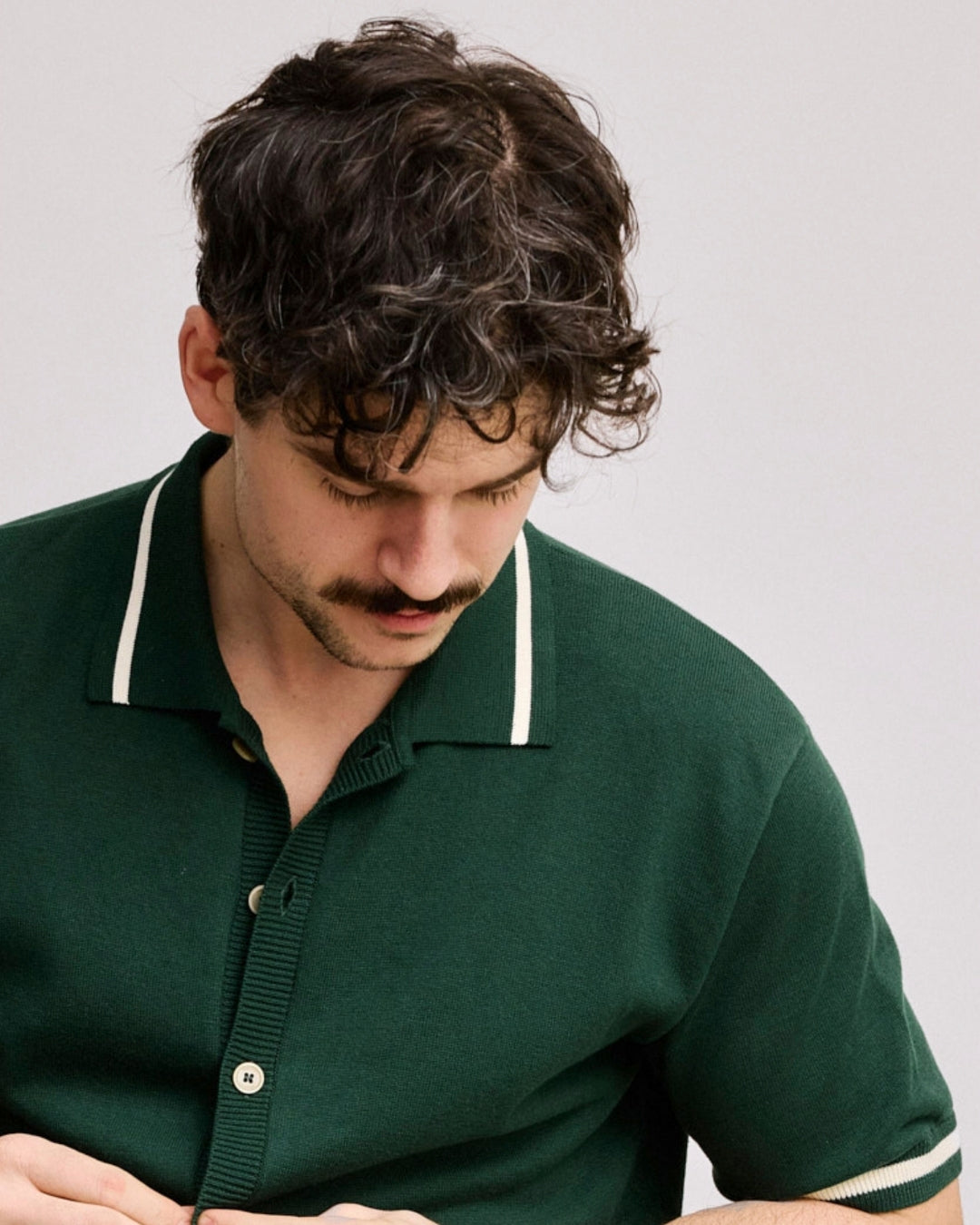 Knit Polo -Forest Green