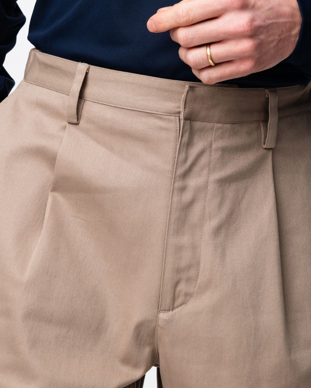 Pleated Trousers - Beige-5