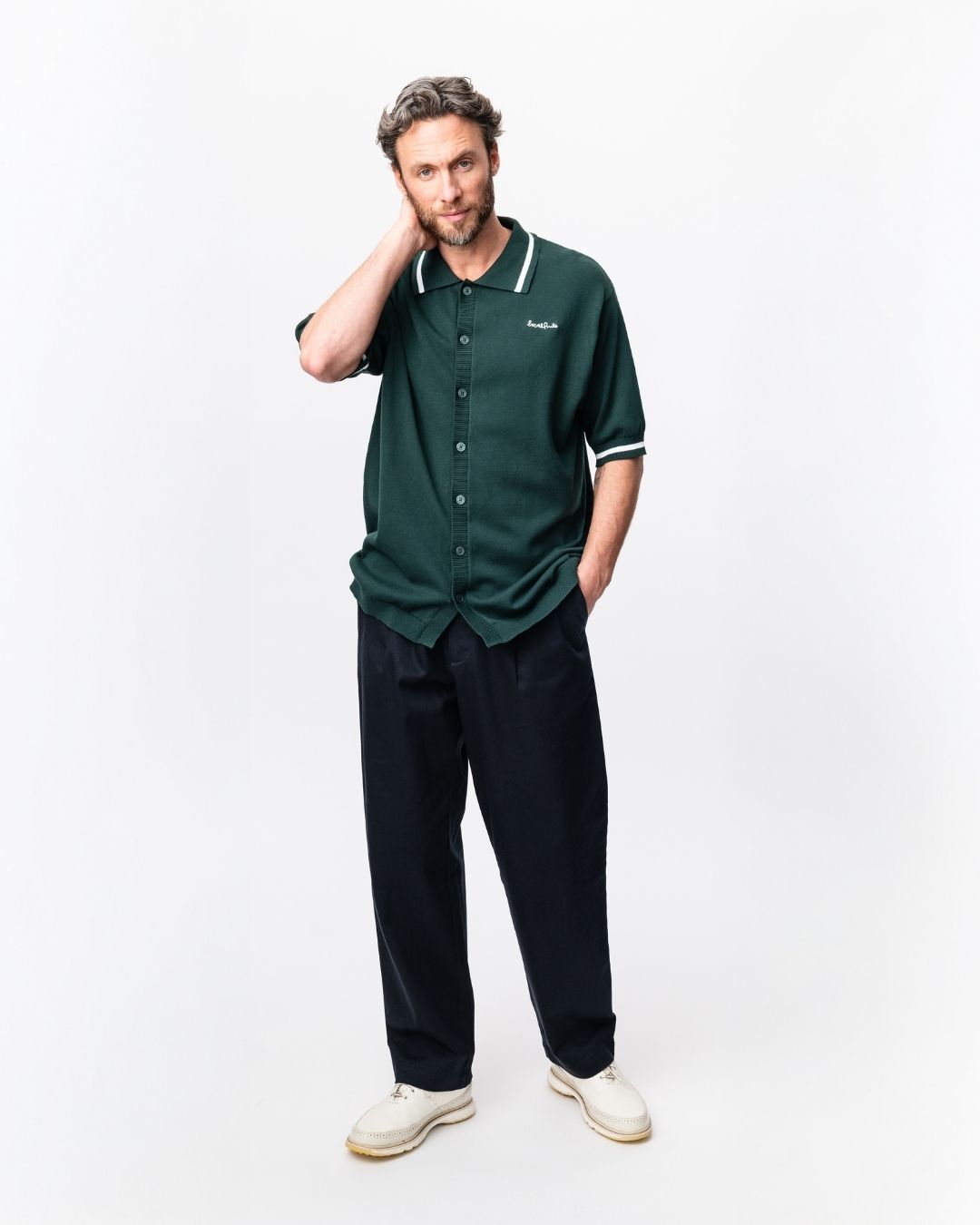 Pleated Trousers - Black-7