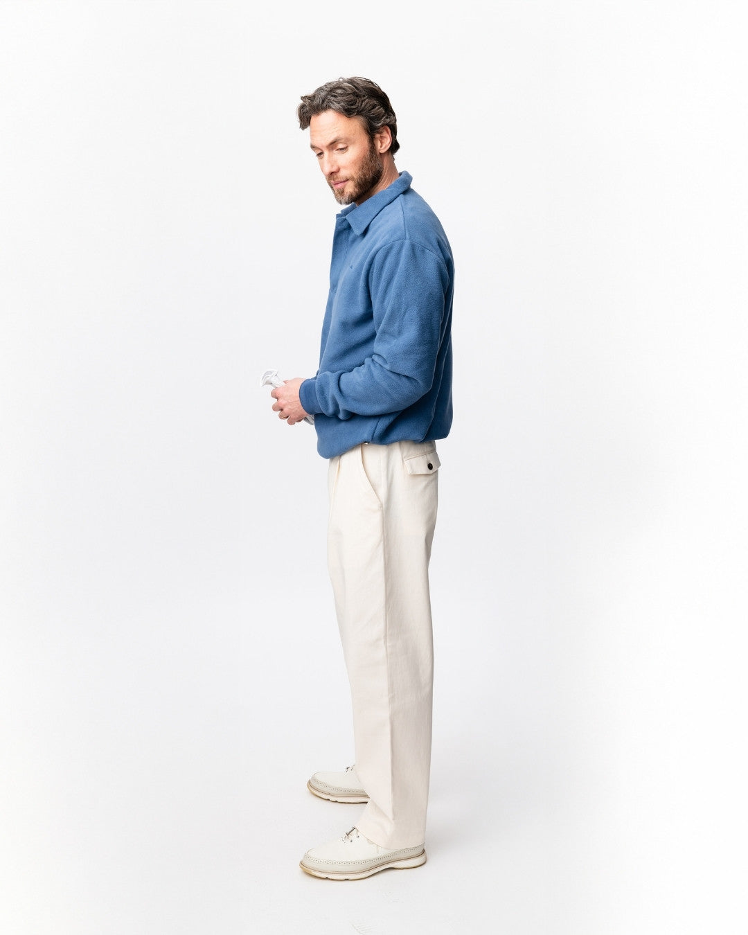 Q-zip Fleece Sweatshirt - Light Blue