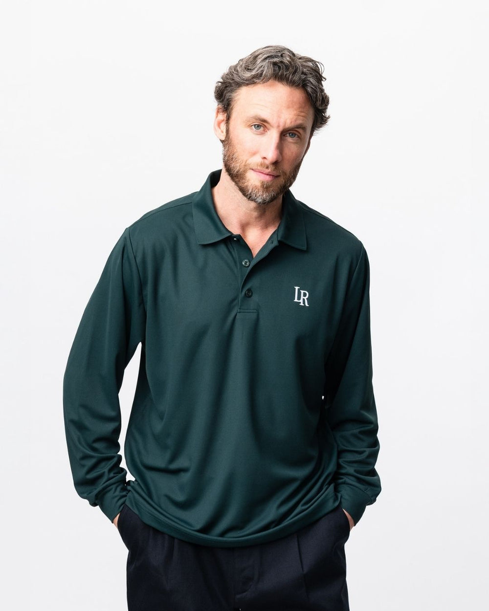Long-Sleeve Performance Polo - Dark Green