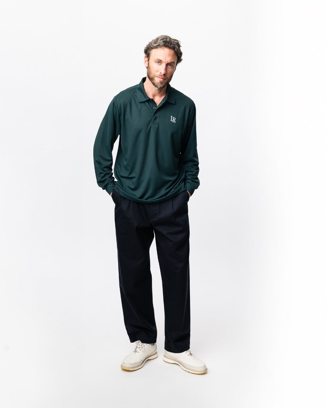 Long-Sleeve Performance Polo - Dark Green-2