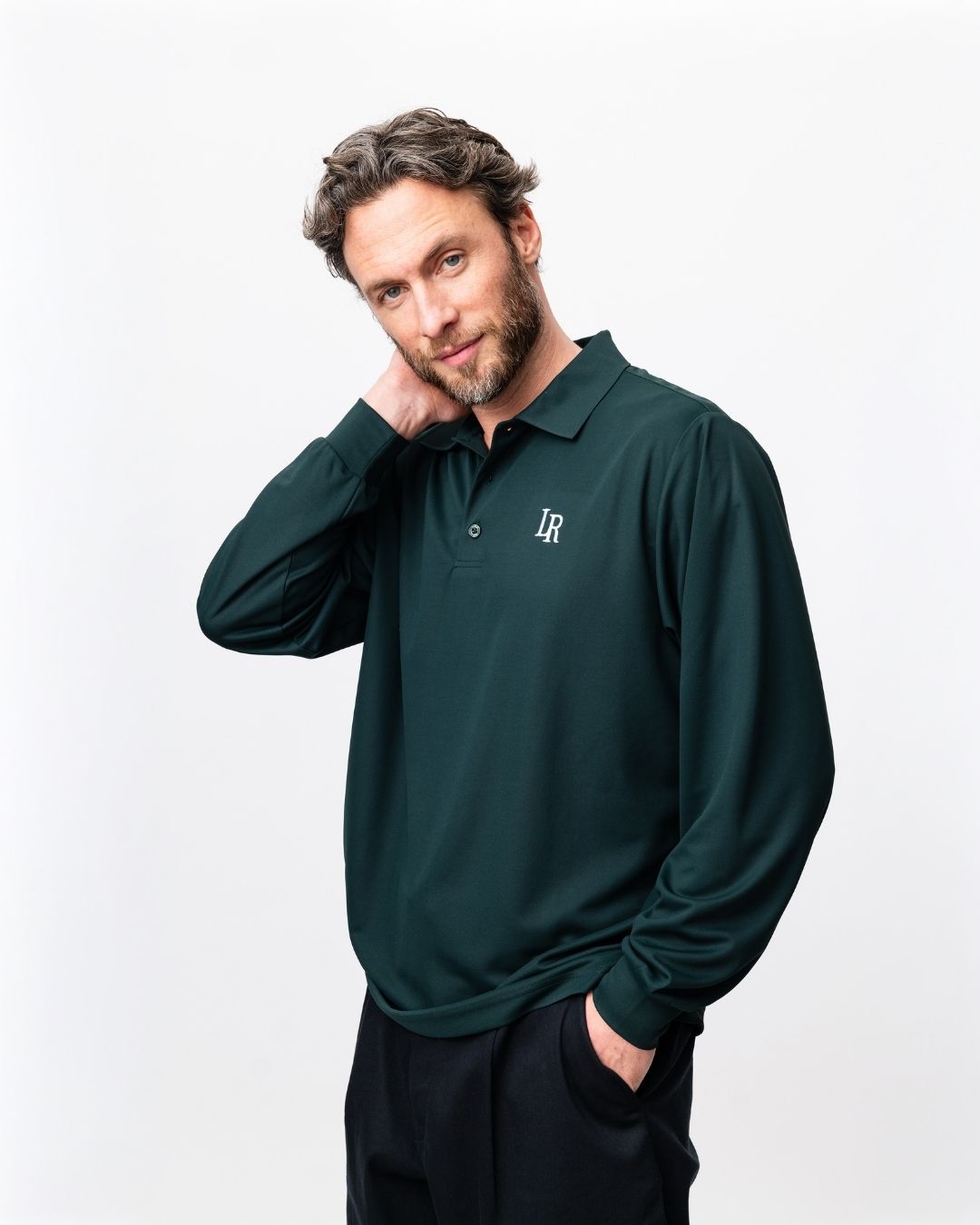 Long-Sleeve Performance Polo - Dark Green-6