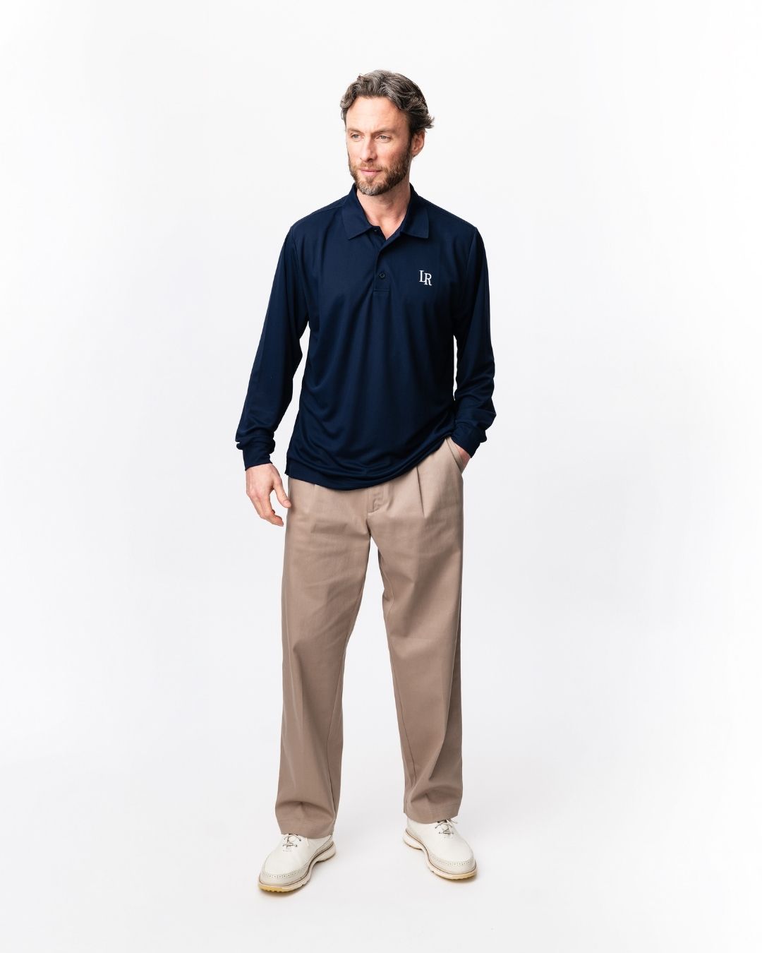 Long-Sleeve Performance Polo - Dark Navy
