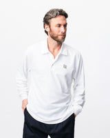 Long-Sleeve Performance Polo - White