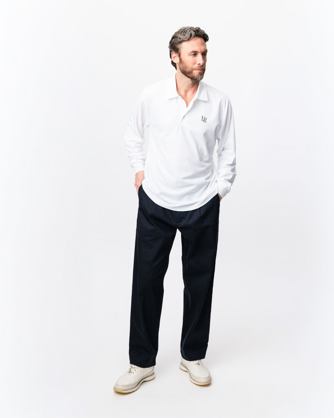 Long-Sleeve Performance Polo - White-2