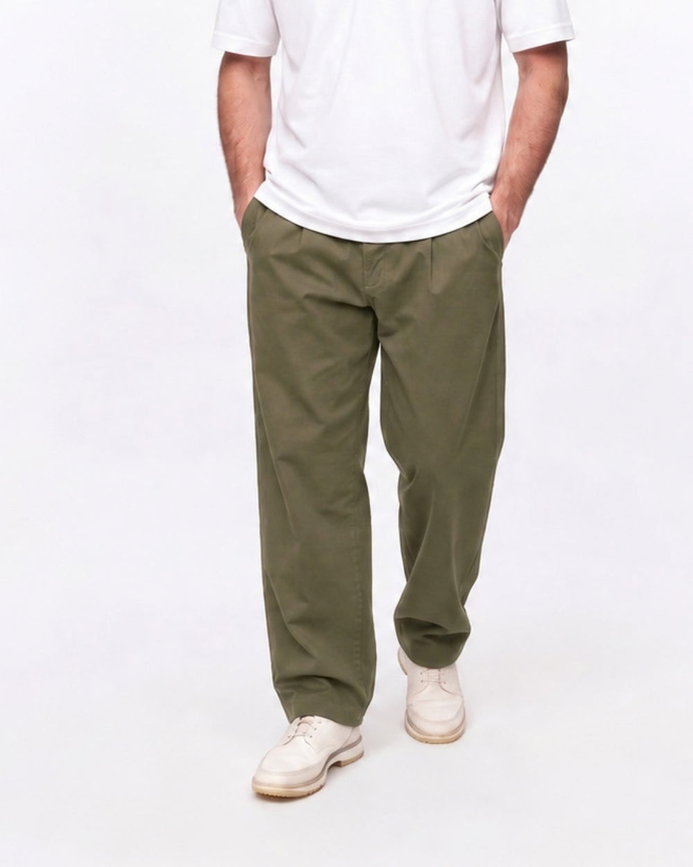 Pleated Trousers - Olive